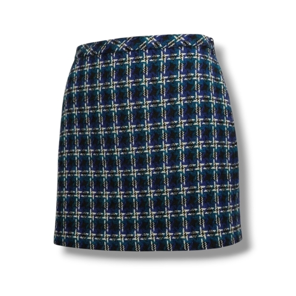 Ann Taylor Loft Women’s Plaid Tweed Lined Skirt with Side Zip Pockets Size 8 - Picture 1 of 11